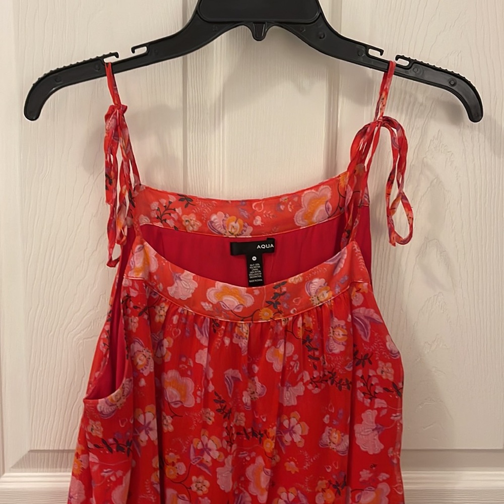 Aqua, M 100% Polyester, Lined, String Strap, Tank… - image 6